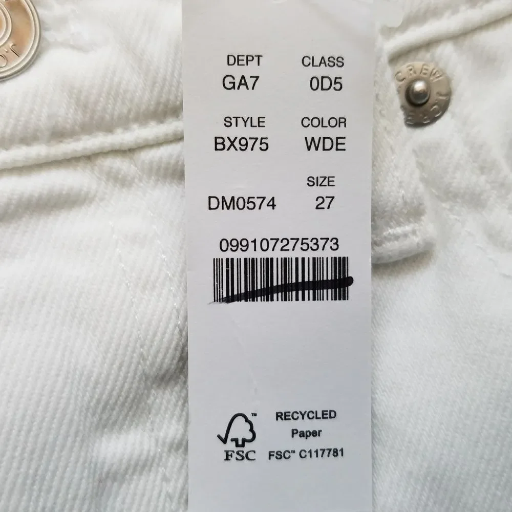 FLAW - J. Crew Classic Straight Jeans Size‎ 27 White NWD $148 BX975